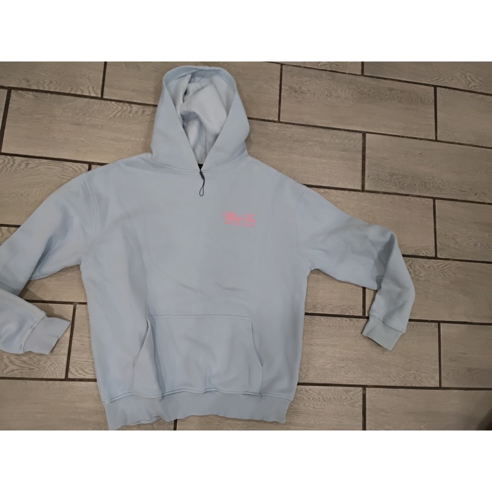 White‎ Fox Boutique With Love Era 8.5 Hoodie Baby Blue Pink Graphic L/XL